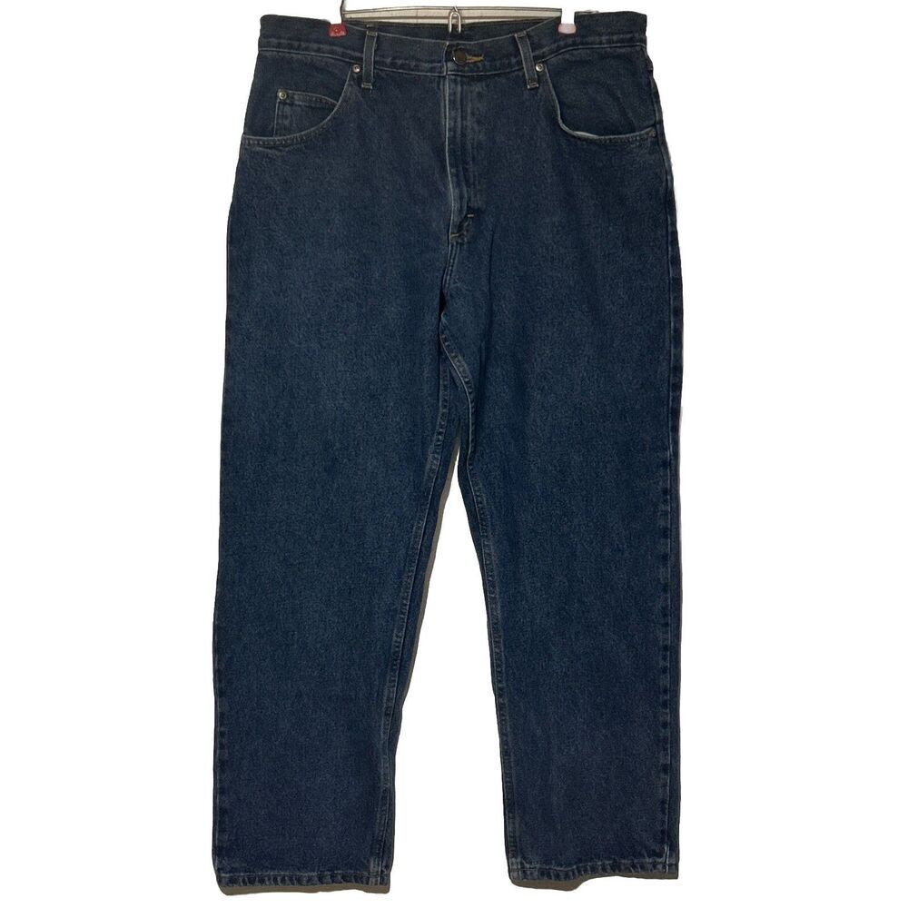 Wrangler Relaxed Fit Mens Jeans 36x30 Medium Wash Straight Leg Casual Work Pants